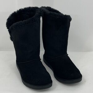 SO Kohl's Women's Black Winter Boots SIZE 6 M BUTTONS FAUX FUR